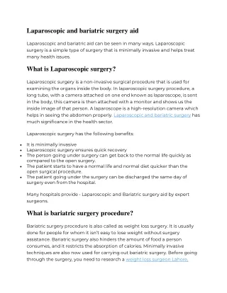 laparoscopic and bariatric surgery aid