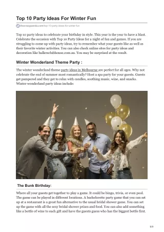 top 10 party ideas for winter fun