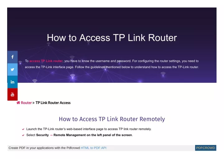 how to access tp link router