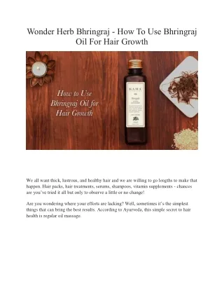 Wonder Herb Bhringraj - How To Use Bhringraj Oil For Hair Growth | Kama Ayurveda