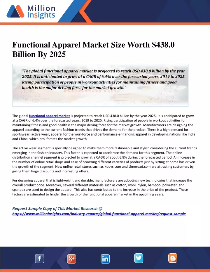 functional apparel market size worth