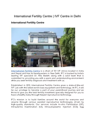 International Fertility Centre | IVF Centre in Delhi