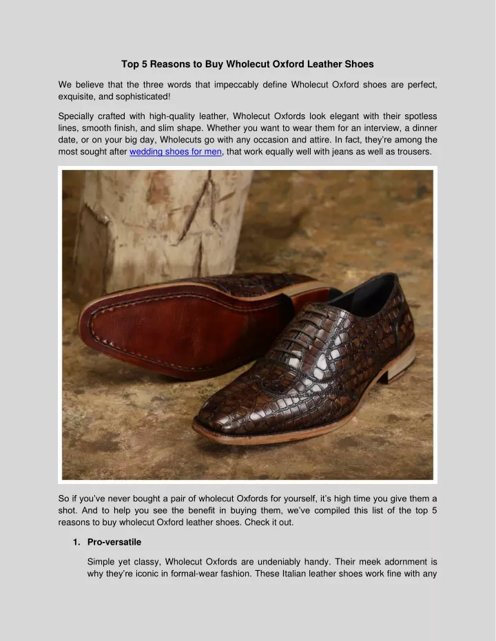 top 5 reasons to buy wholecut oxford leather shoes