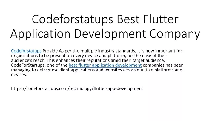 codeforstatups best flutter application development company
