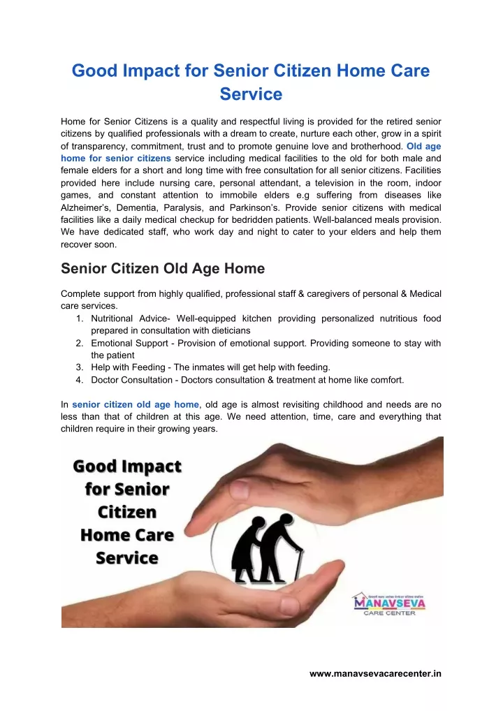 good impact for senior citizen home care service