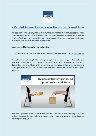 Business Plan for your online print on demand Store