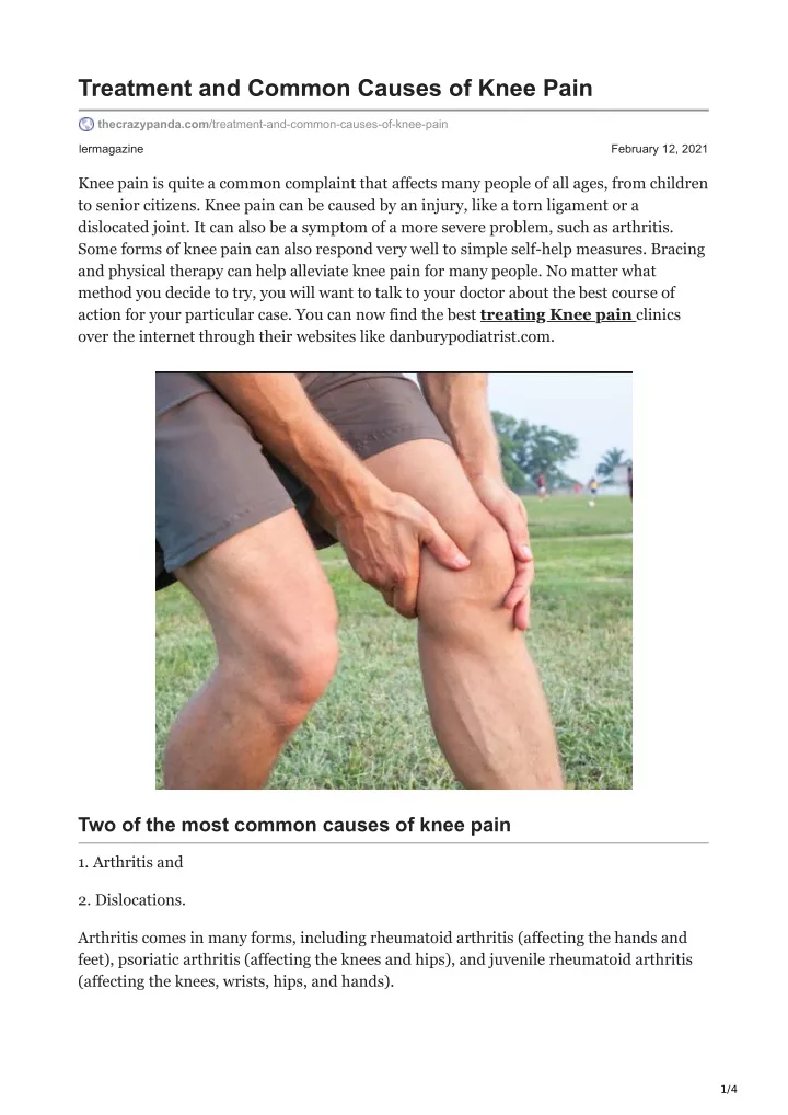 treatment and common causes of knee pain