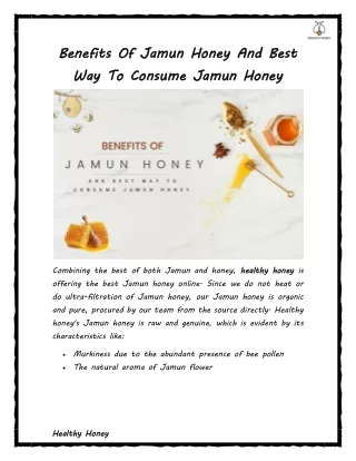 benefits of jamun honey and best way to consume