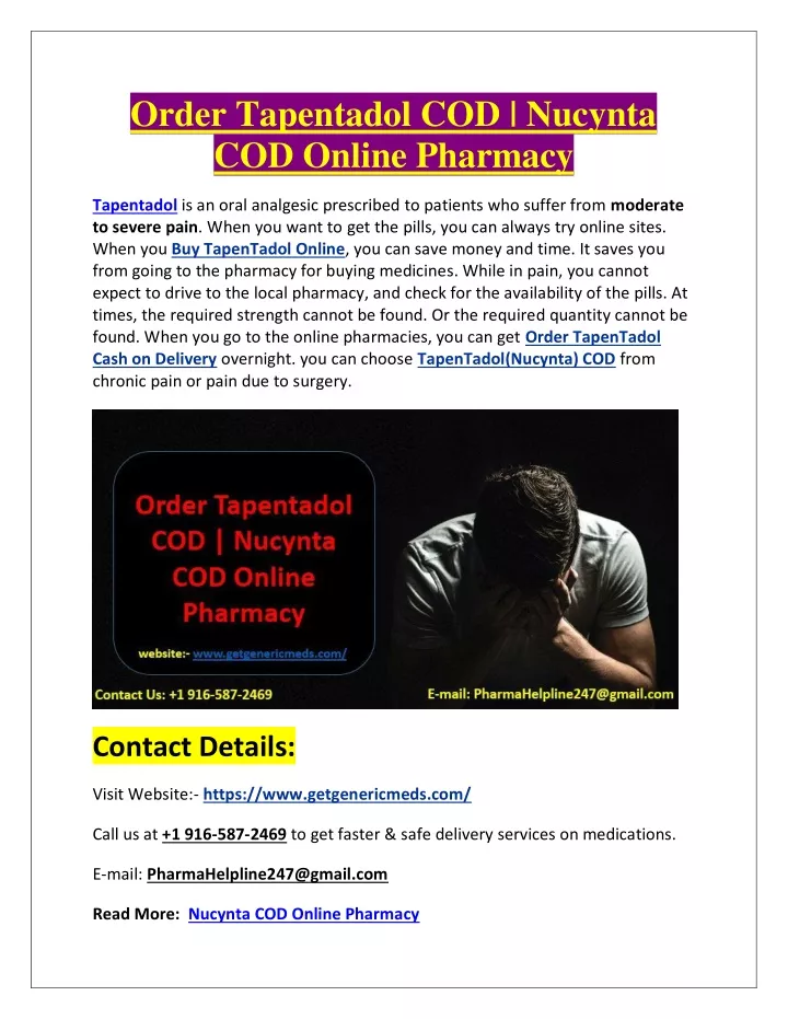 order tapentadol cod nucynta cod online pharmacy