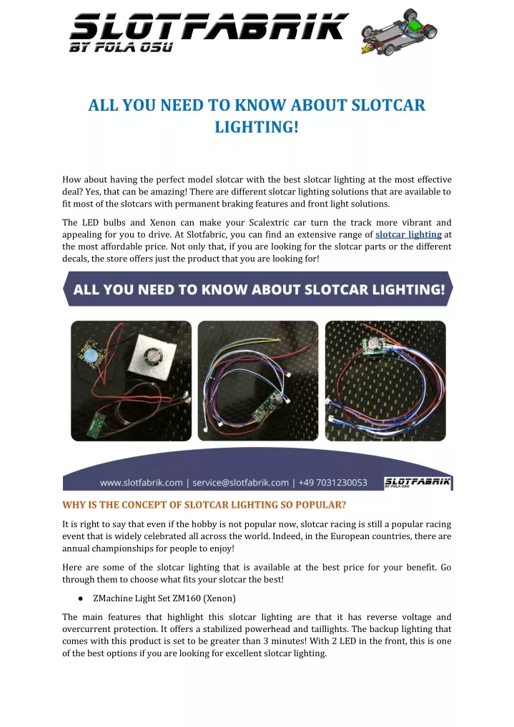 all you need to know about slotcar lighting