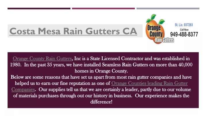 costa mesa rain gutters ca