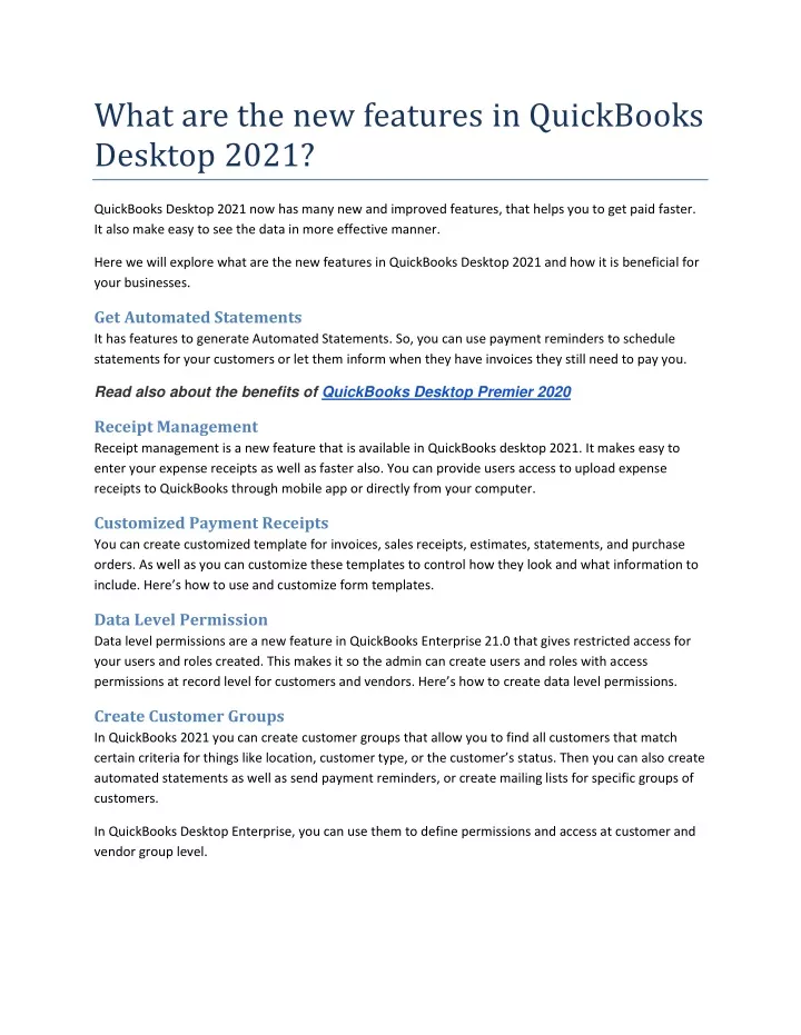 what are the new features in quickbooks desktop