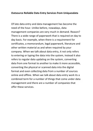 outsource reliable data entry services from