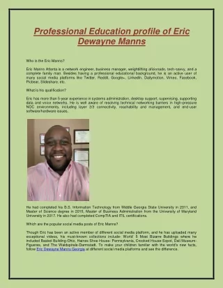 Professional Education profile of Eric Dewayne Manns