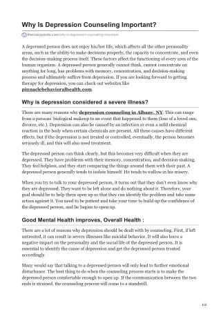 why is depression counseling important