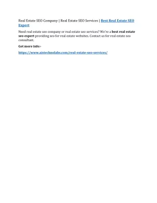 real estate seo company real estate seo services