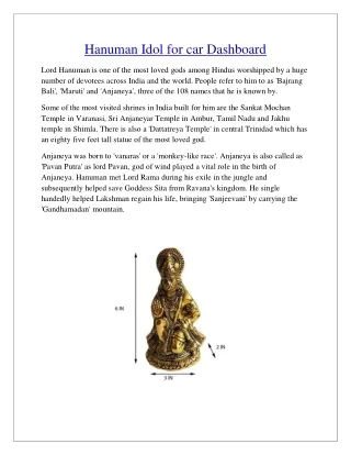 Golden (Gold Plated) Brass Metal Handmade Hanuman Statue