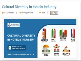 Cultural Diversity in Hotels industry Assignment Sample | Students Assignment Help