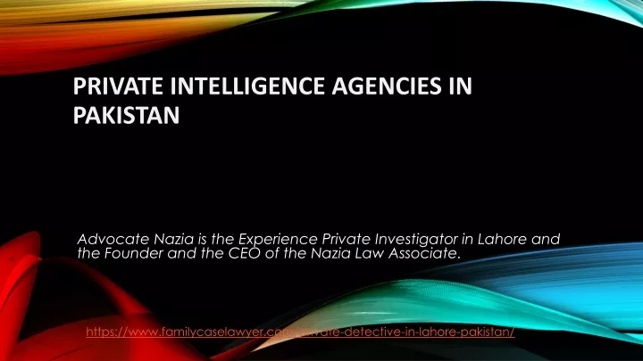 private intelligence agencies in pakistan
