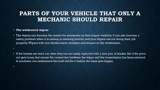 Parts of Your Vehicle That Only a Mechanic Should Repair