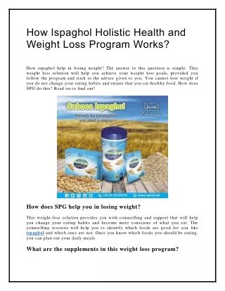 how ispaghol holistic health and weight loss