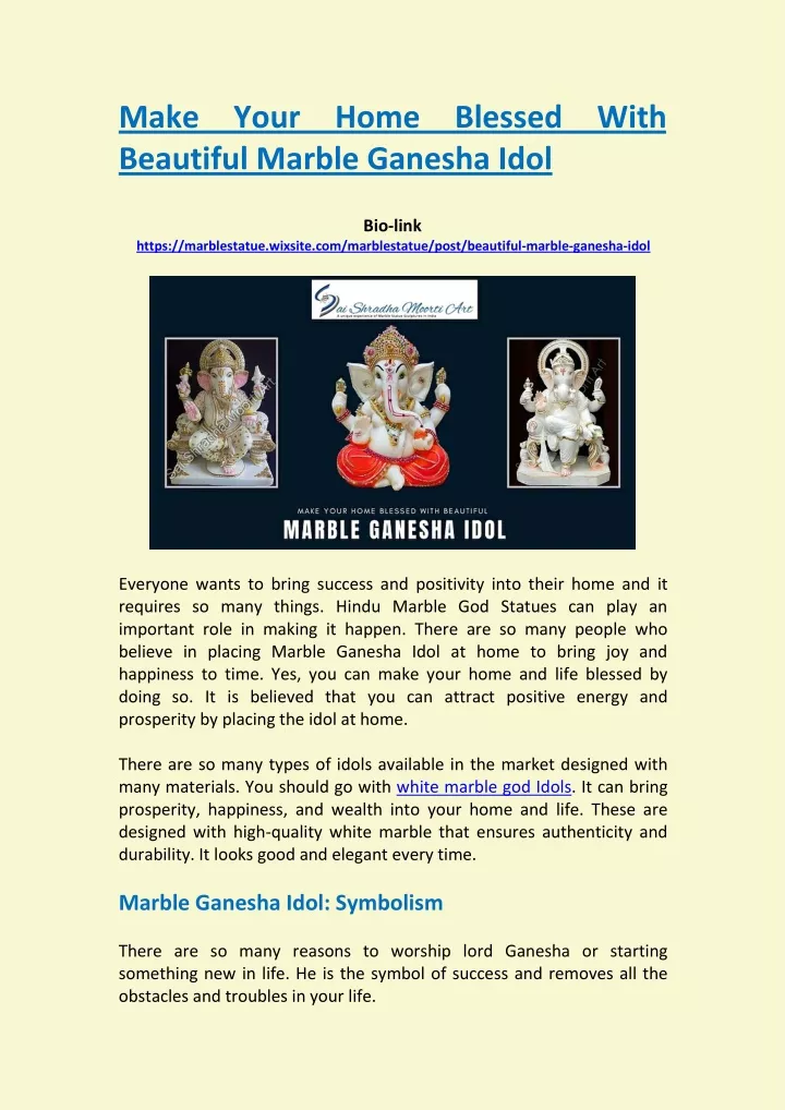 make beautiful marble ganesha idol