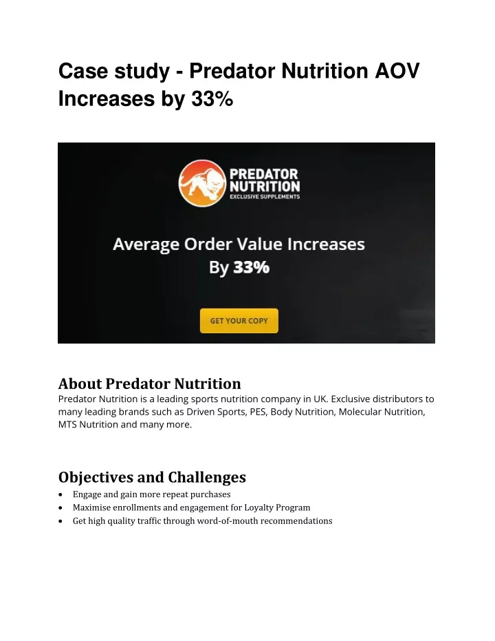 case study predator nutrition aov increases by 33