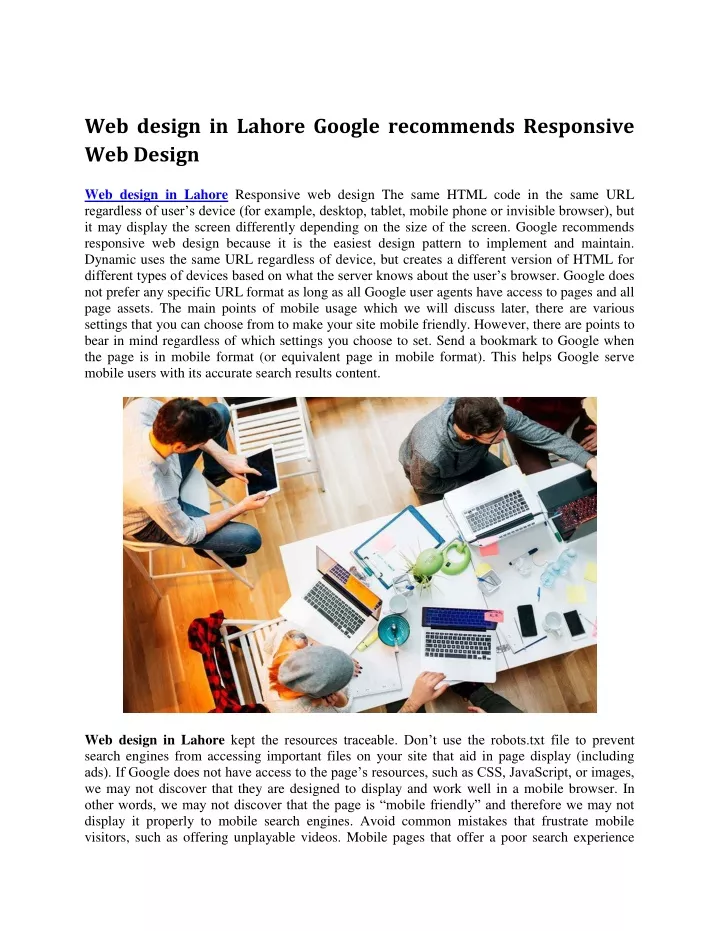 web design in lahore google recommends responsive