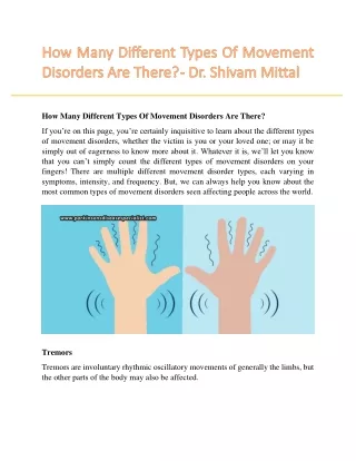 How Many Different Types Of Movement Disorders Are There? - Dr. Shivam Mittal