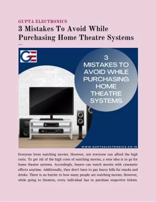 3 Mistakes To Avoid While Purchasing Home Theatre Systems