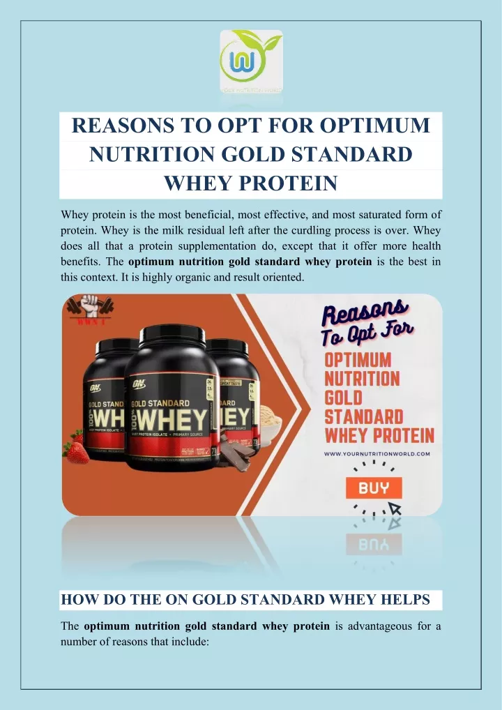 reasons to opt for optimum nutrition gold