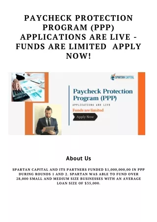 Paycheck Protection Program (PPP) Applications are Live - Funds are limited Apply Now!