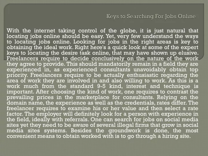 keys to searching for jobs online