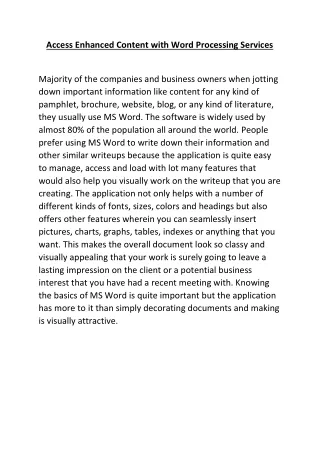 access enhanced content with word processing