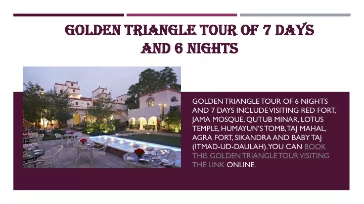 golden triangle tour of 7 days and 6 nights