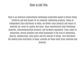 Leading Cisco Distributor in Dubai