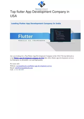 Top flutter App Development Company in USA