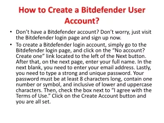 How to Create a Bitdefender User Account?