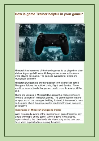 how is game trainer helpful in your game