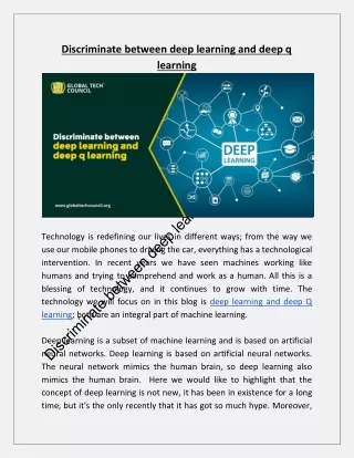 discriminate between deep learning and deep