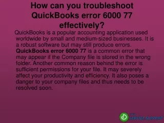 How can you troubleshoot QuickBooks error 6000 77 effectively