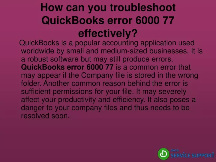 how can you troubleshoot quickbooks error 6000 77 effectively