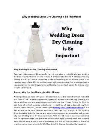 Why Wedding Dress Dry Cleaning is So Important