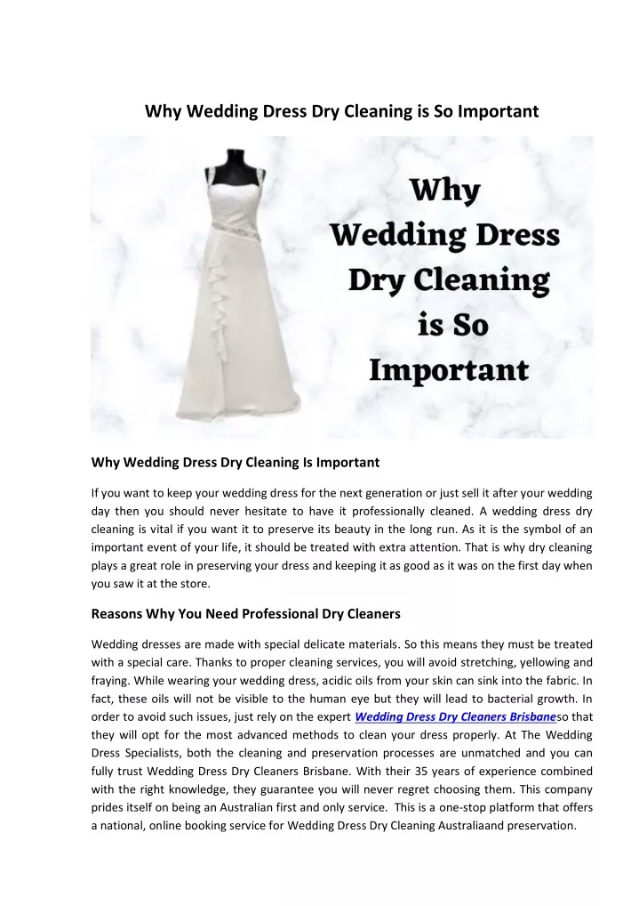 why wedding dress dry cleaning is so important