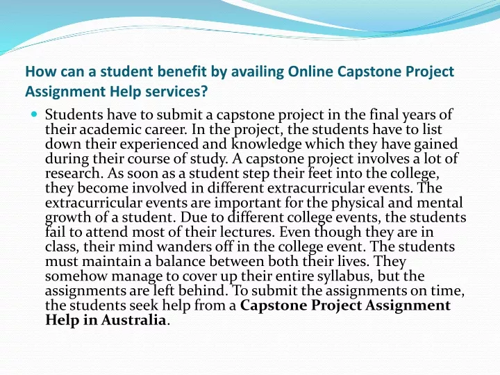 how can a student benefit by availing online capstone project assignment help services