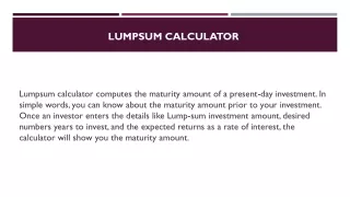 Know About Lumpsum Calculator