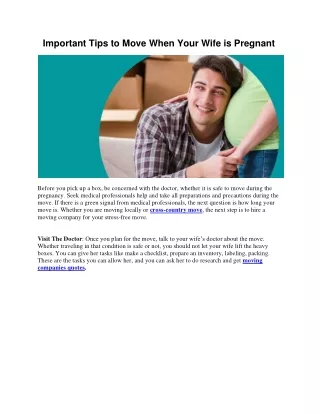 important tips to move when your wife is pregnant
