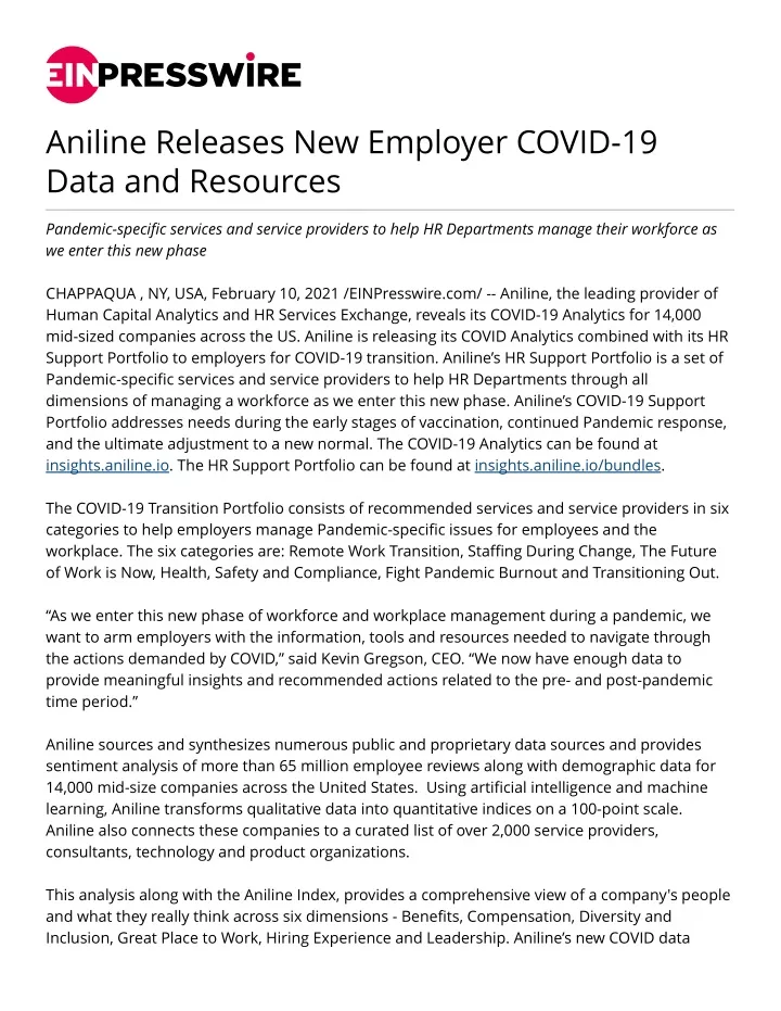 aniline releases new employer covid 19 data