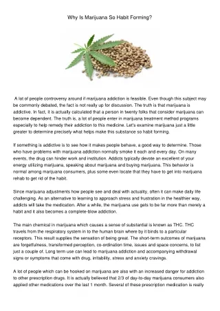 why is marijuana so habit forming