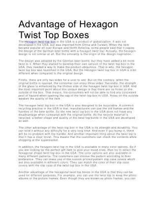 advantage of hexagon twist top boxes the hexagon